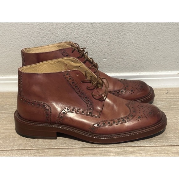 Dino Corvari Men\'s‎ brown Wingtip Leather Chukka Boots Size 10 Handmade in Italy main image 6
